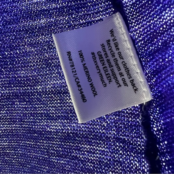 Eileen Fisher Merino Wool Purple V-Neck Lightweight Tunic Sweater XL - Picture 3 of 5